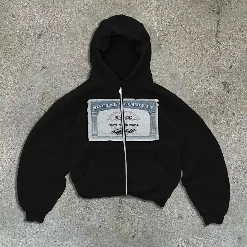 American Y2K New Fashion Trend Fleece Padded Zipper Hoodie Women Street Hip Hop Joker Loose Sweatshirt Couple Casual Punk Hoodie