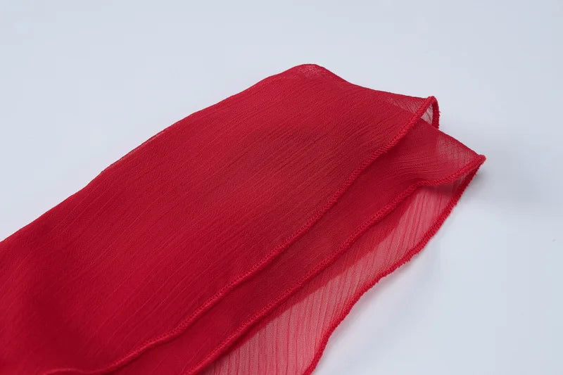 European and American style women's spring new fashion sexy French temperament sleeveless square collar ruffled chiffon dress