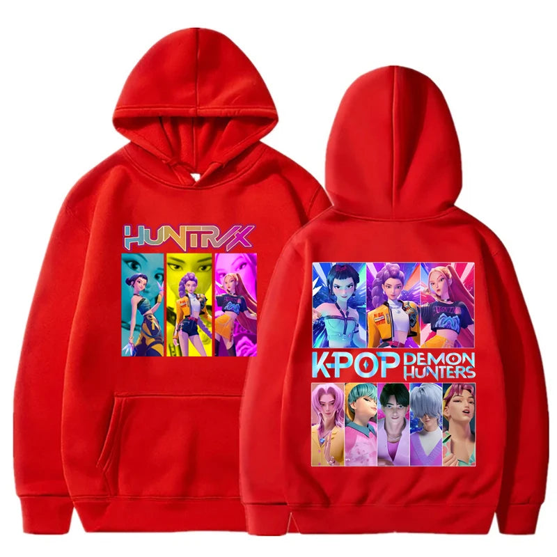 KPop Demon Hunters Huntrix Graphic Hoodies Fashion Hip Hop Hooded Sweatshirts Men's Women Clothing Long Sleeve Pullovers Tops