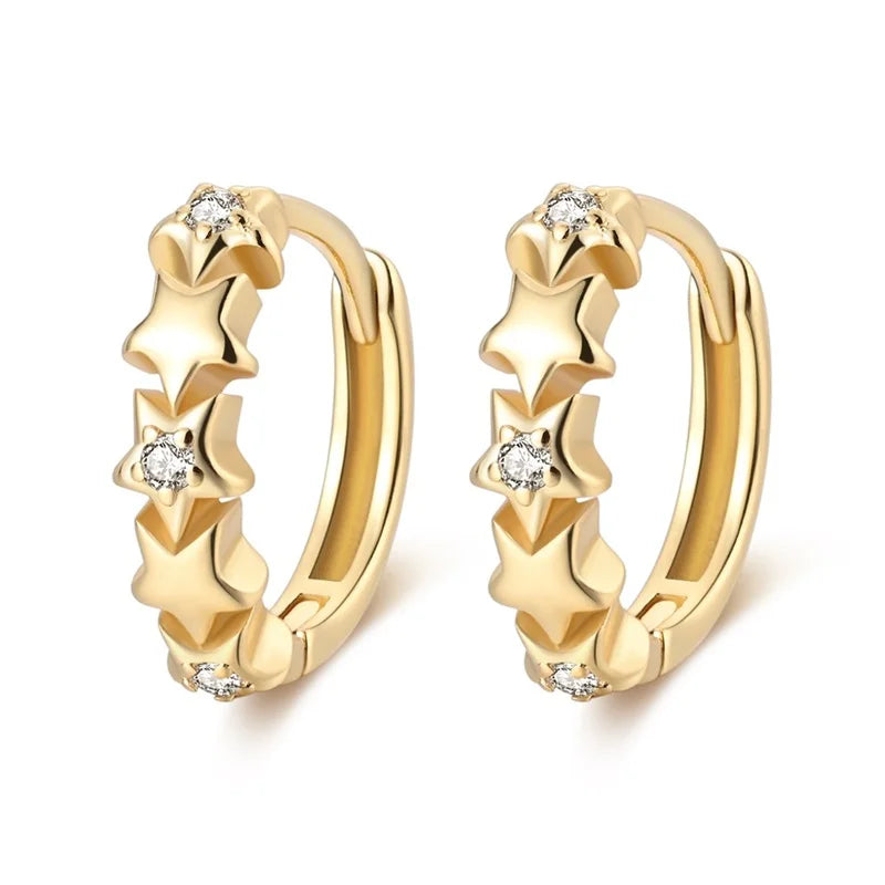 New in 925 Silver Color Gold Pearl Bee Irregularity Star Moon Earrings For Women 2024 Trending Fashion Jewelry Birthday Gifts