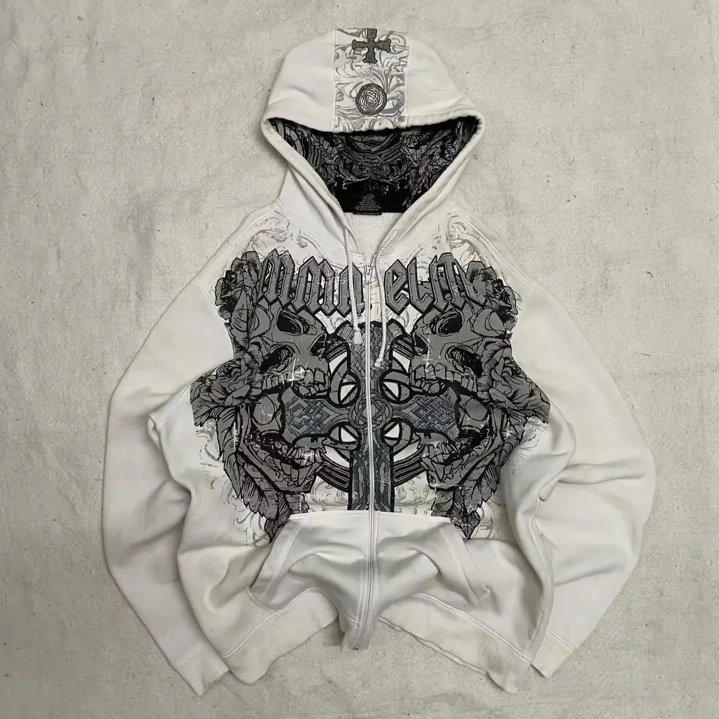 American New Fashion Oversized Print Zipper Hoodie Women Y2K Gothic Harajuku Hip-hop Popular Casual Joker Hoodies Tops