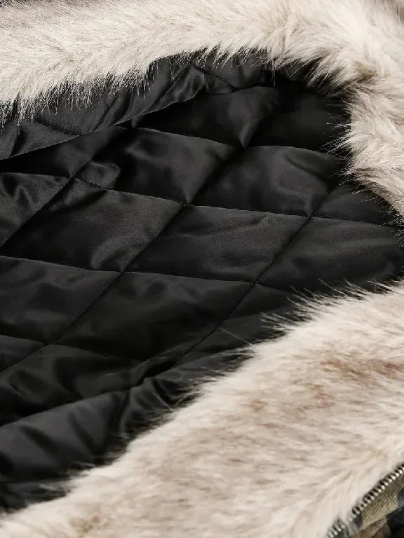 Street Style Warm Leaf Camouflage Plus Velvet Hooded Jacket Womens Mens Camouflage Zipper Jacket with Faux Fur Casual Coats