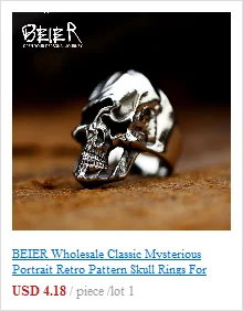 BEIER Wholesale Classic Garden Flower Skull Ring For Man Stainless Steel Man's Punk Style Jewelry BR8-071 US Size Halloween Gift