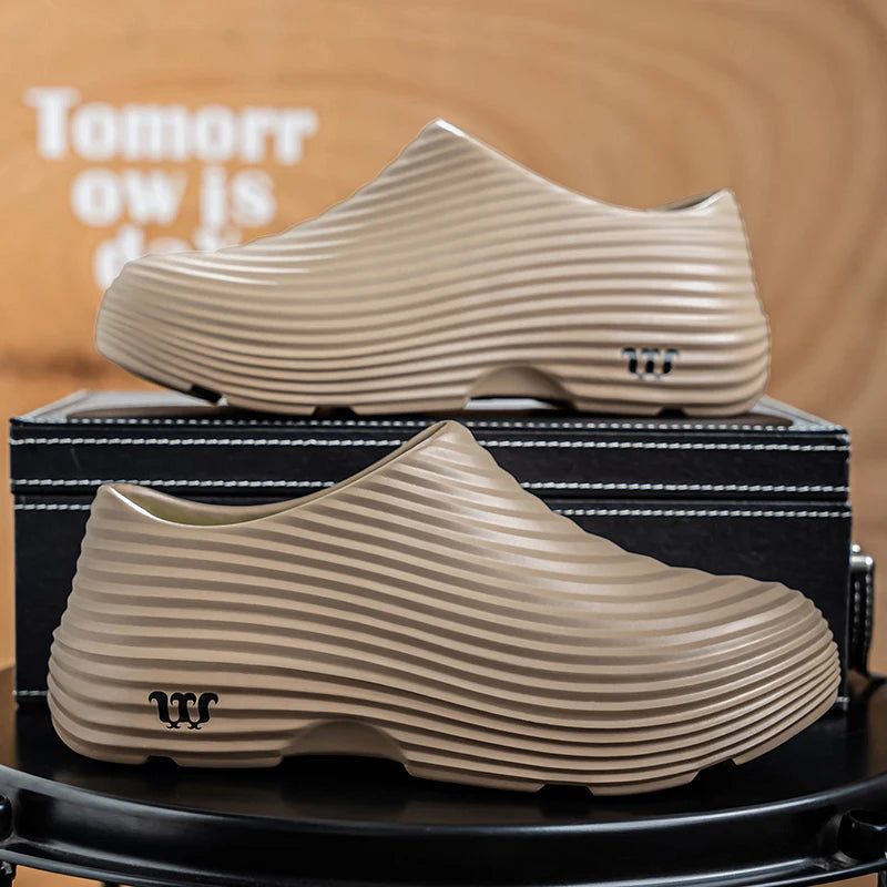 Waterproof Rubber Sandals Soft Comfort Kitchen Chef Shoes for Men Summer Beach Shoes Yacht Outdoor Casual Camping River Creek