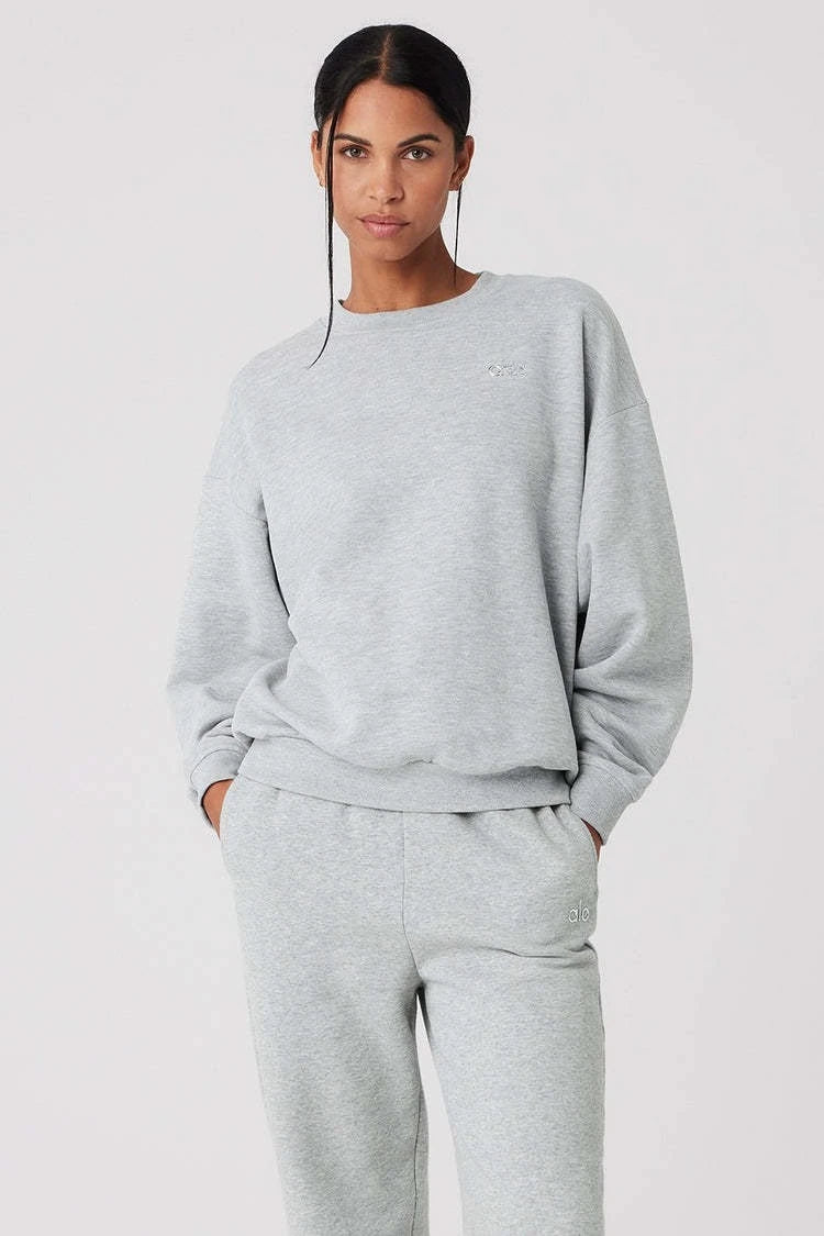 LO Cotton Pullover Hoodie women Sports Outdoor Top Long Sleeved Hooded Casual Versatile Solid Color Loose Autumn/winter Hoodie