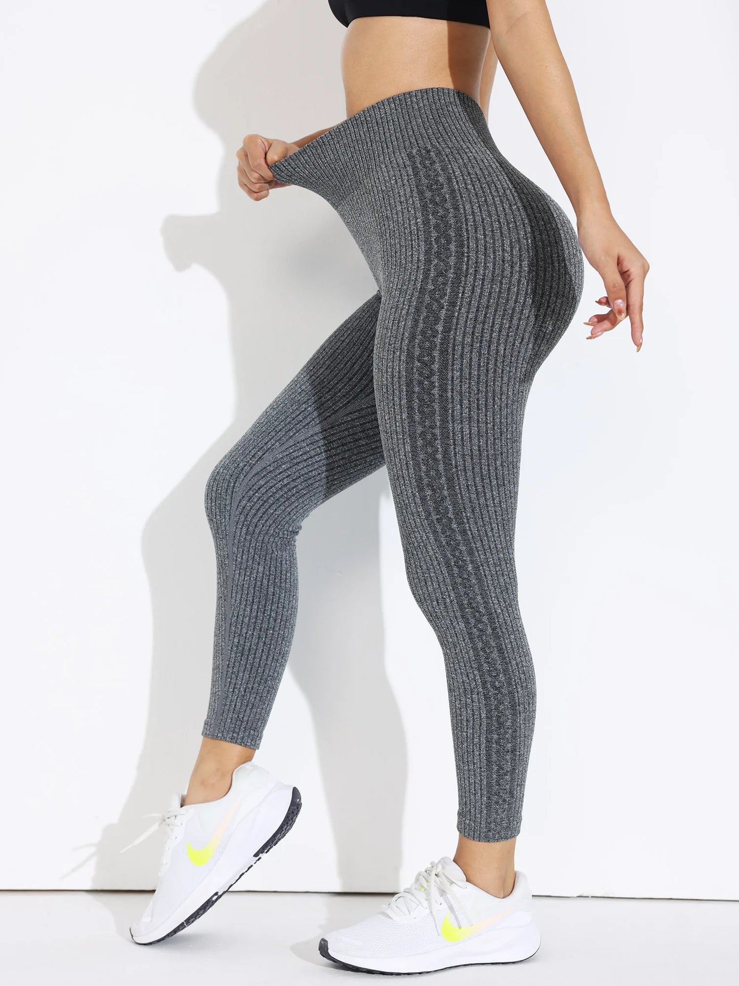Women Sports Seamless Leggings Solid Color Yoga Gym Clothes High-Waisted Yoga Pants Fitness Overalls Clothing Tummy Control