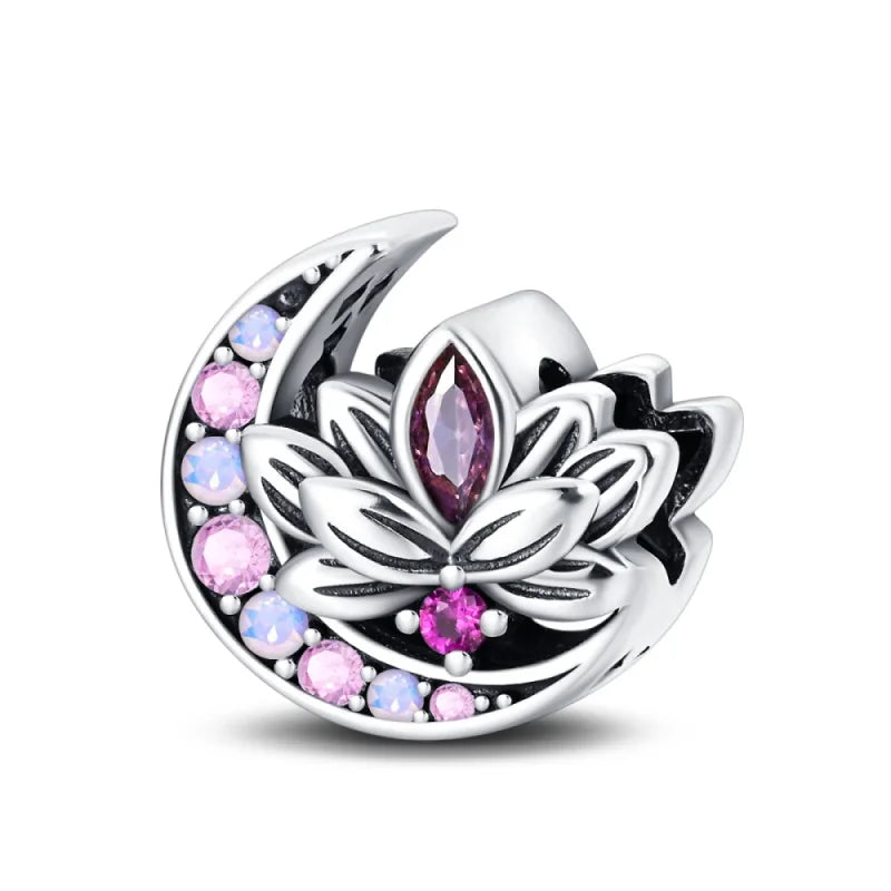 925 Sterling Silver Classic Retro Lotus Heart-Shaped Charms Beads Fit Original Pandach Bracelets Fine DIY Anniversary Jewelry