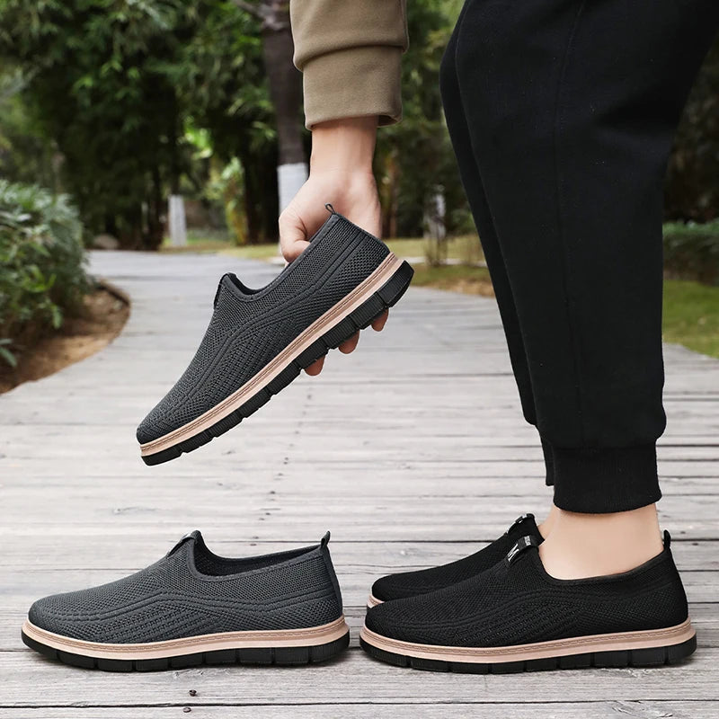 Men's Summer New Loafers Casual Cloth Shoes with Breathable Mesh and Versatile Sneaker Leisure Running Shoes Tenis Masculino