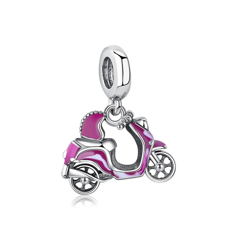 Original 925 Sterling Silver Charms Camera Suitcase London Bus Love Heart Beads Fit Bracelets Necklaces DIY Jewelry Women