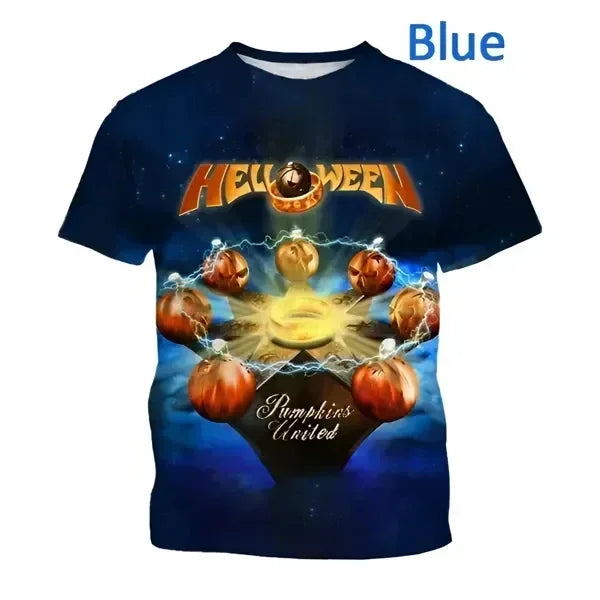 2024 hot selling new heavy metal rock band Halloween 3D printed men's T-shirt casual round neck short sleeved unisex T-shirt top