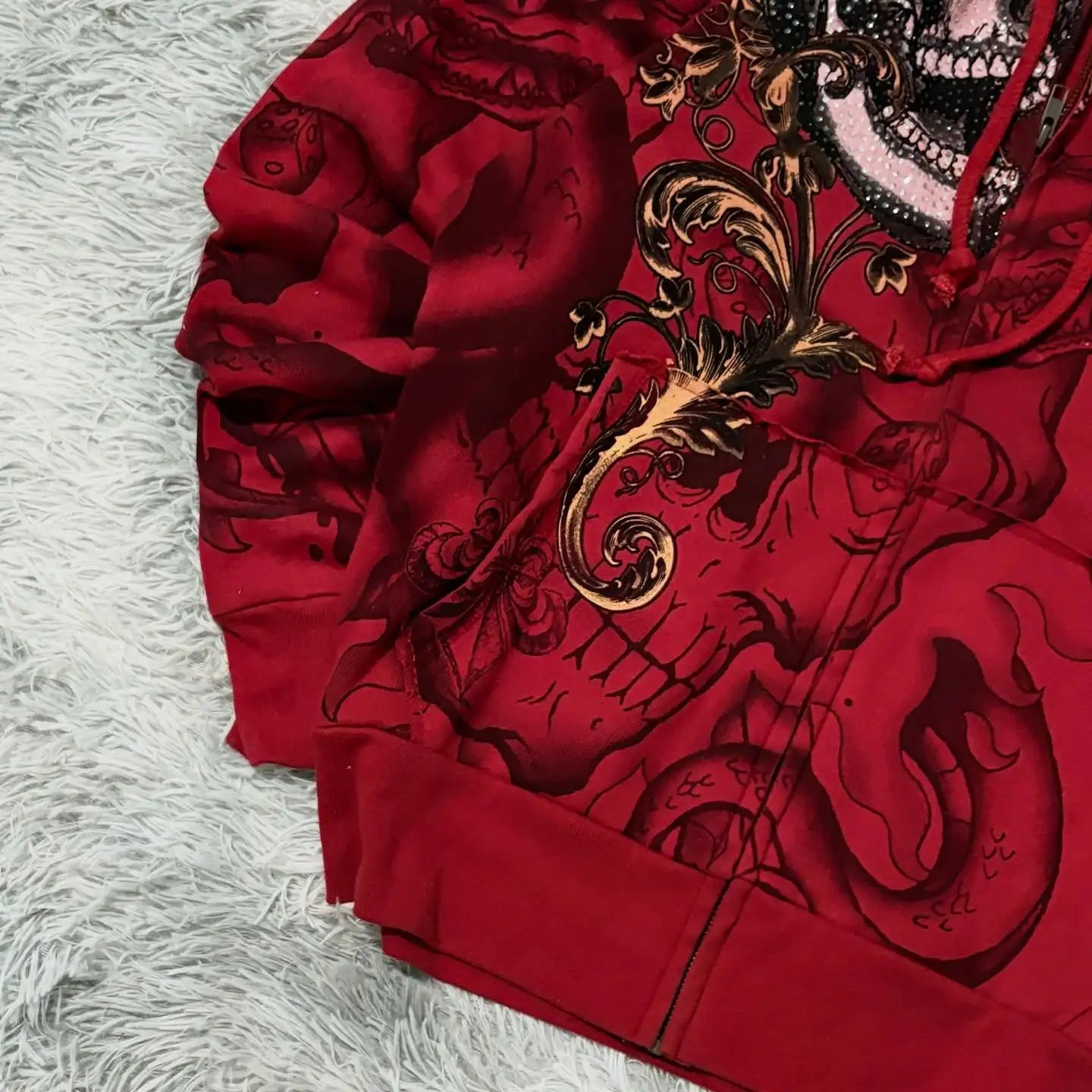 American New Fashion Oversized Print Zipper Hoodie Women Y2K Gothic Harajuku Hip-hop Popular Casual Joker Hoodies Tops