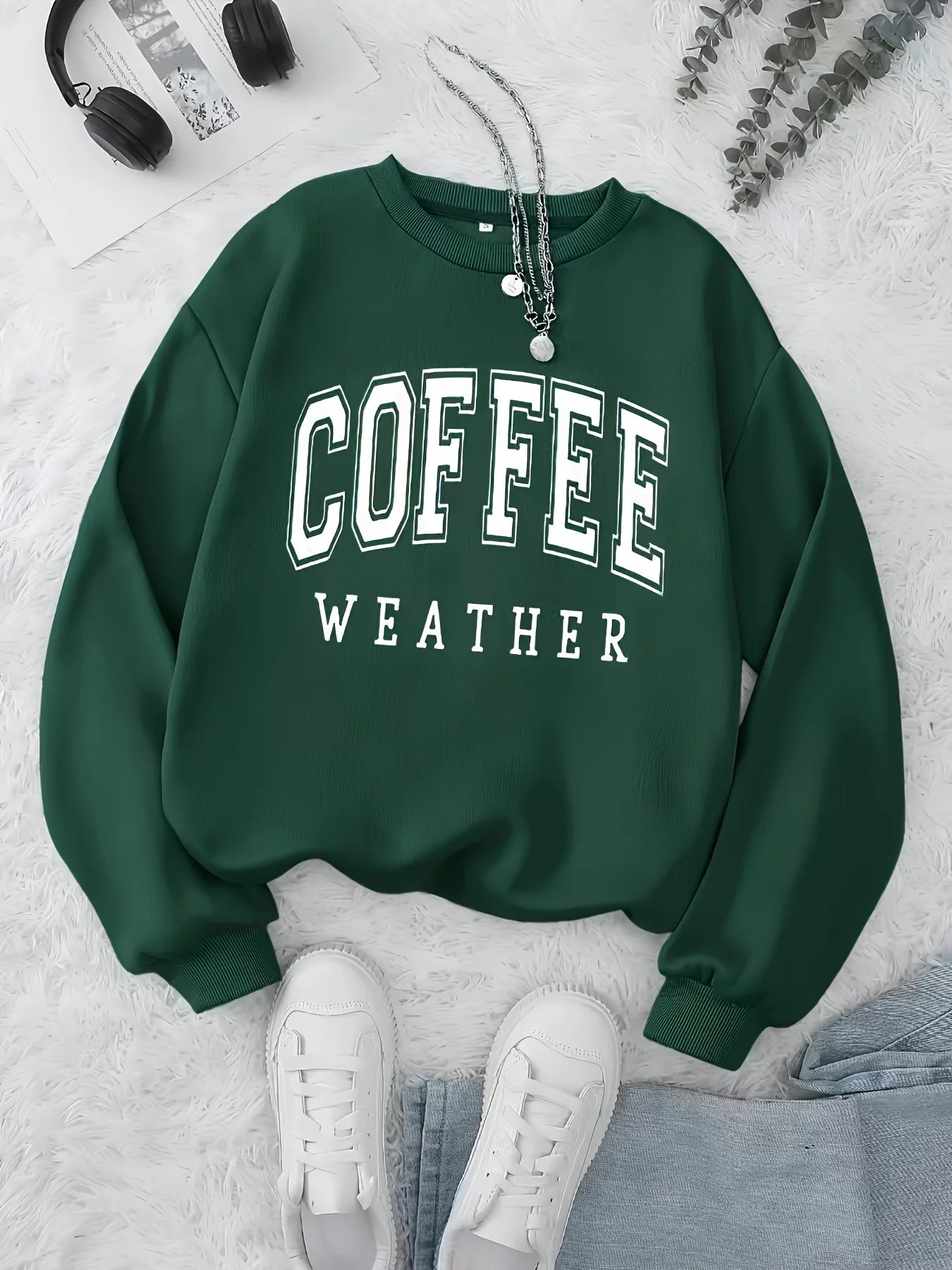 Women's autumn and winter loose casual comfortable letter print plus velvet long sleeved round neck hoodie pullover