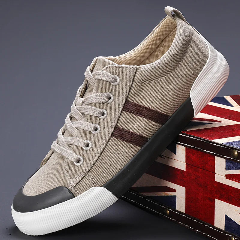 2025 Men's Shoes Breathable Men's Canvas Shoes Fashion Versatile Lace Up Skateboarding Shoe for Men Lightweight Casual Sneakers