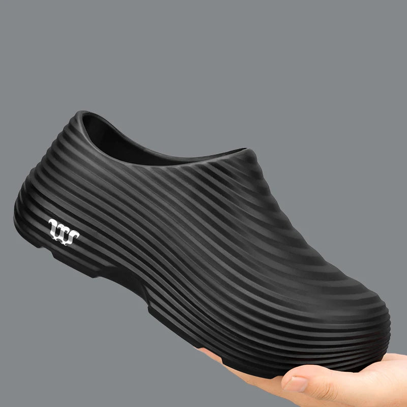 Waterproof Rubber Sandals Soft Comfort Kitchen Chef Shoes for Men Summer Beach Shoes Yacht Outdoor Casual Camping River Creek