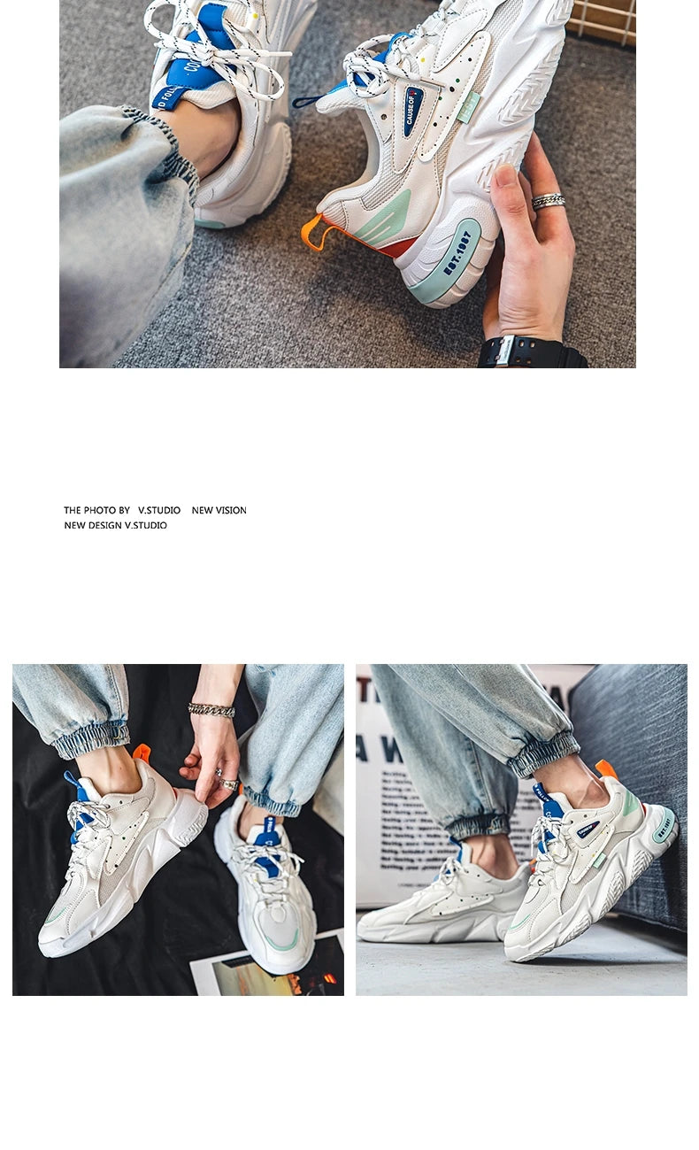2024 Fashion and Comfortable Mesh Breathable Outsole Shoes Summer Hot Sale Mens Casual Shoes Thick Bottom Breathable Sneaker