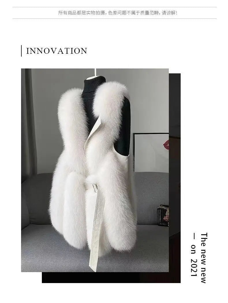New High imitation fox fur vest for Women Slim Versatile High-end Fashion Young Warm Sleeveless Coat 2025 Autumn/Winter New