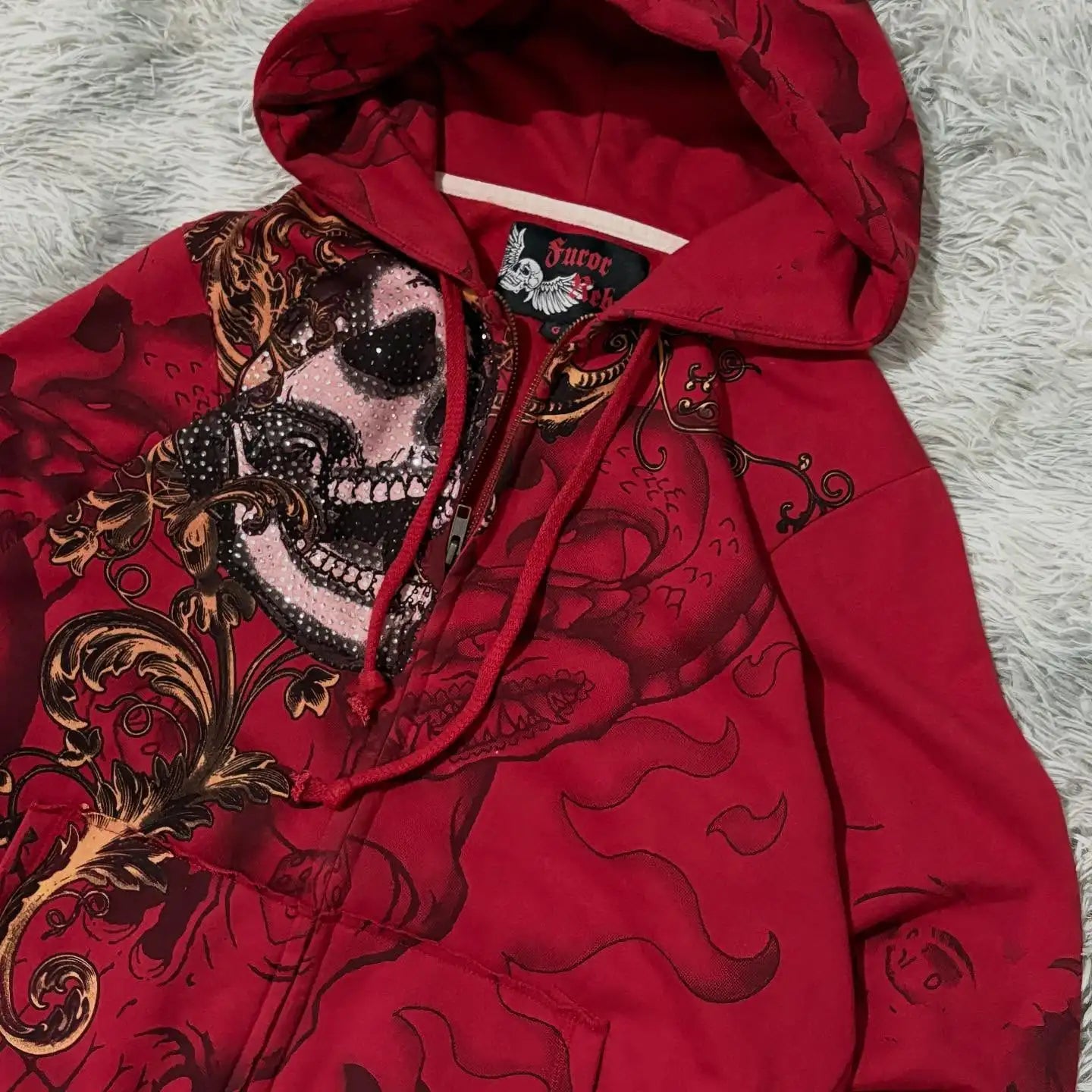 American New Fashion Oversized Print Zipper Hoodie Women Y2K Gothic Harajuku Hip-hop Popular Casual Joker Hoodies Tops