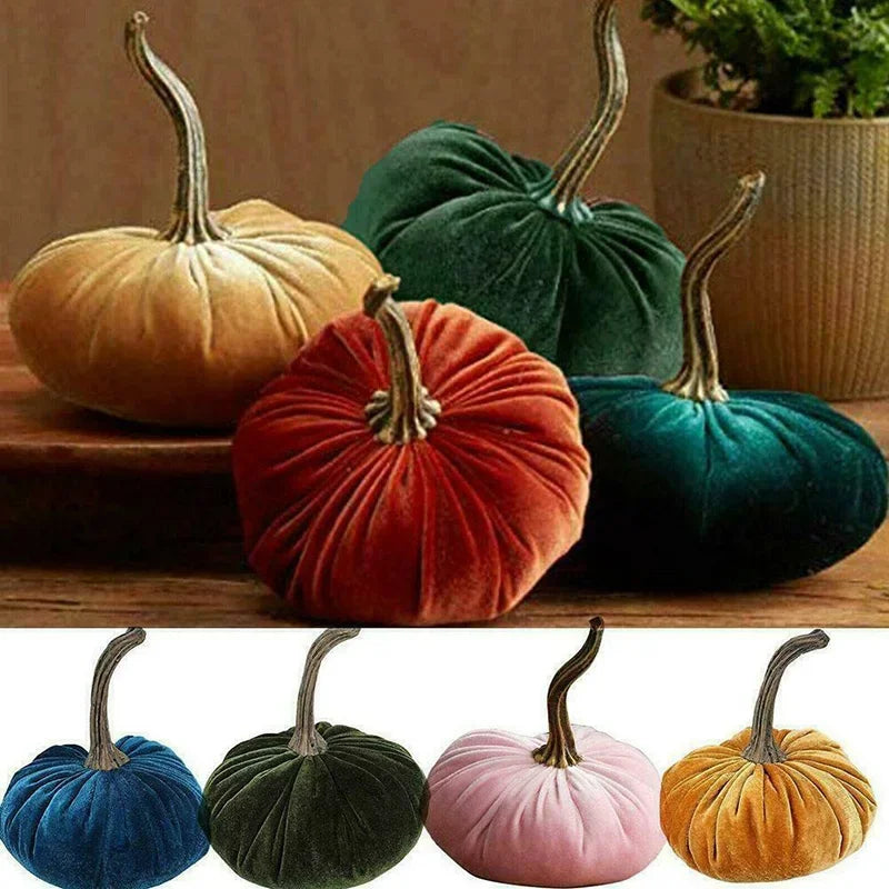 Handmade Velvet Pumpkins, Stuffed Small Pumpkins Artificial Cute Pumpkin Foam Halloween Thanksgiving Decor, DIY, Super Soft Fall