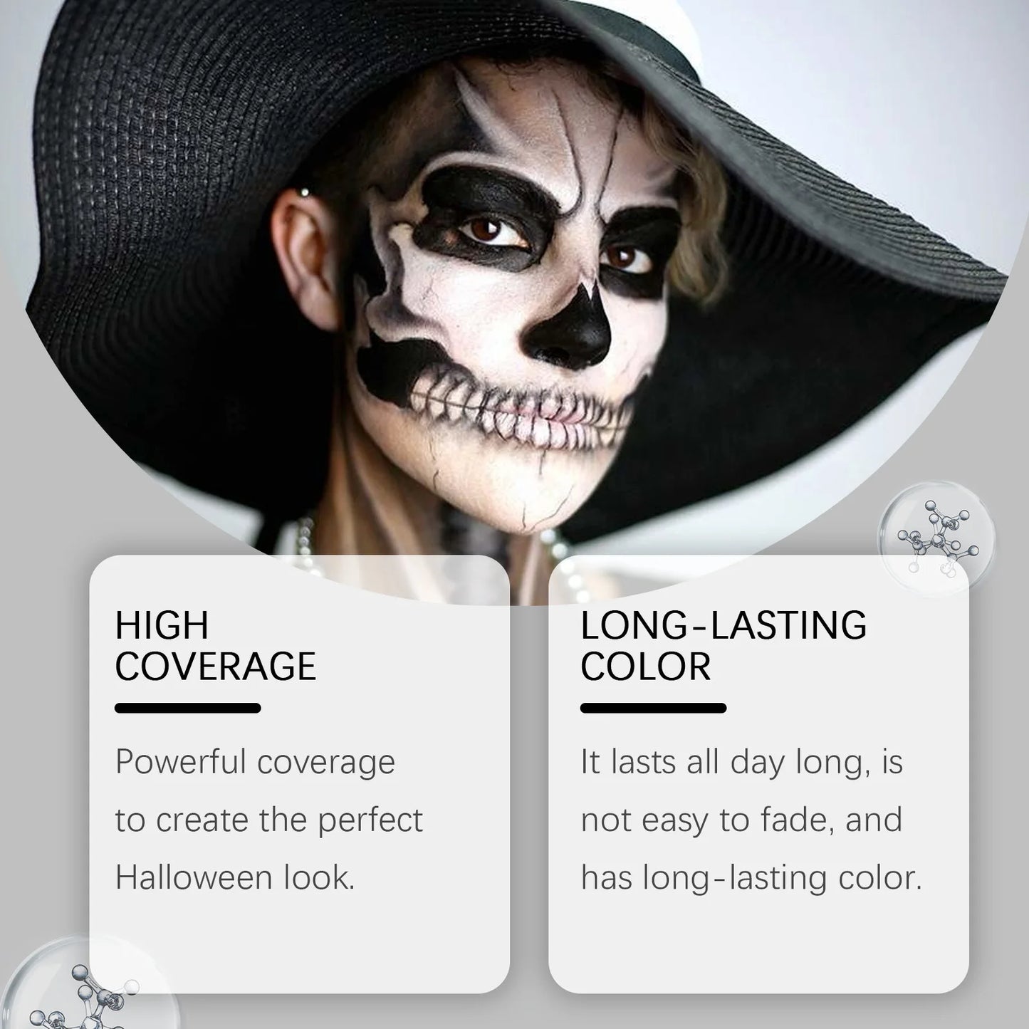 Halloween Party Liquid Face and Body Paint Black White High Coverage Long Lasting Color Vampire Makeup DIY for Paint Party 120ml
