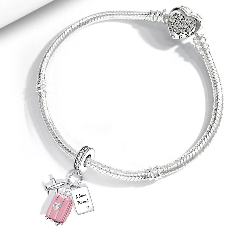 Fit Pan 925 Original Bracelets Love Heart Flower Four Leaf Clover Turtle 925 Silver Charms Beads DIY Birthday Jewelry Gift