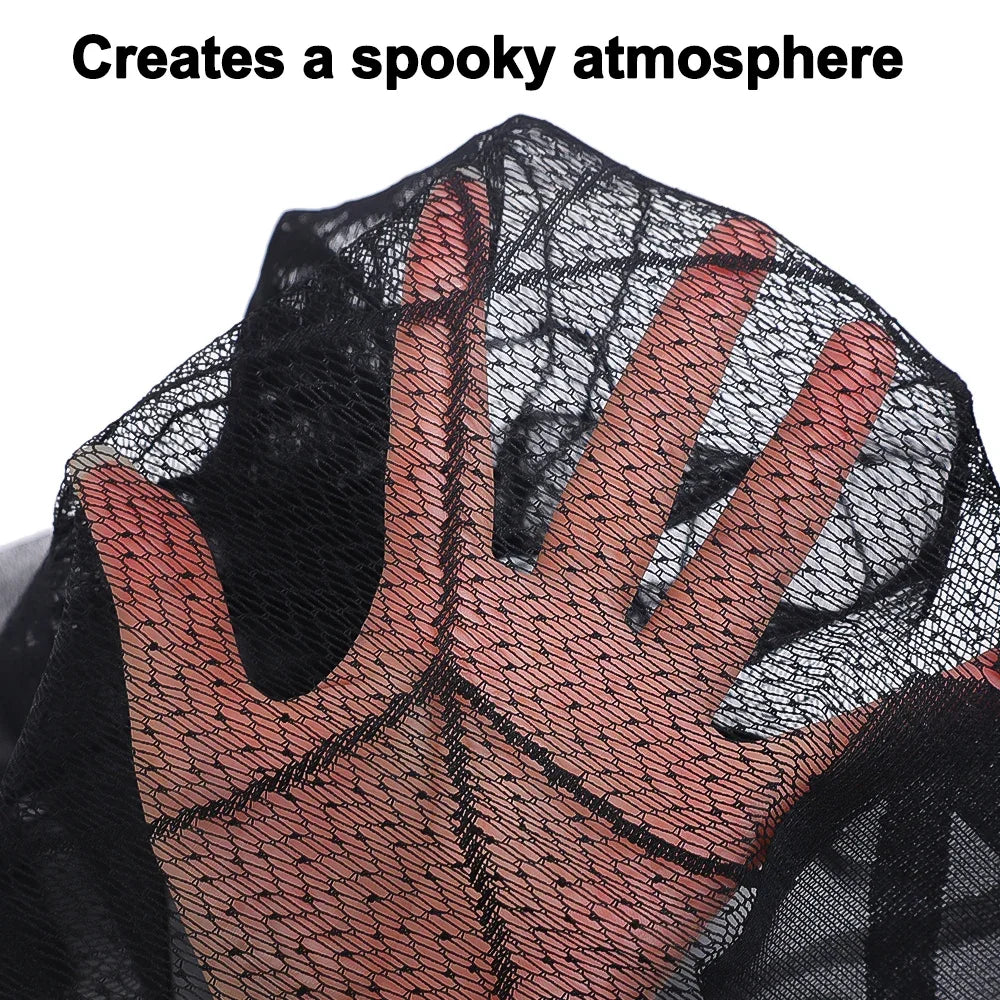 Hallowen Bat Spider Web Table Runner Door Curtain Lace Cobweb Fireplace Cover Lampshade Perfect for Gothic Halloween Decoration