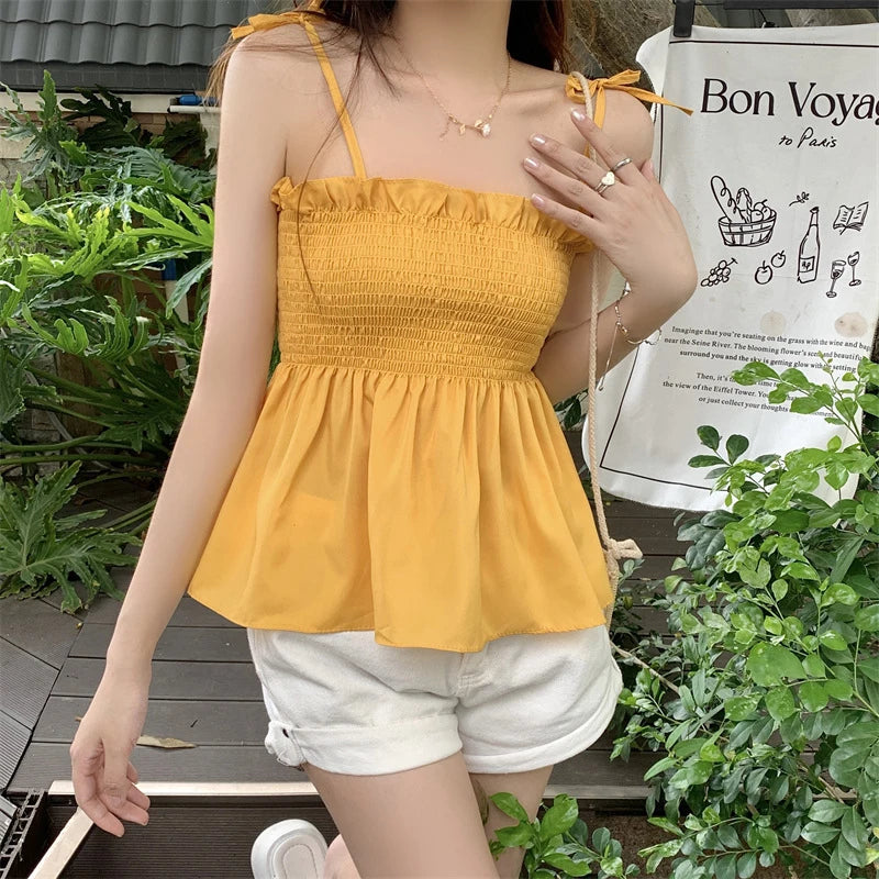 Women Elegant Top Solid Color Fashion Hotsweet Basics Backless Casual Y2k Camis Sexy Clothes