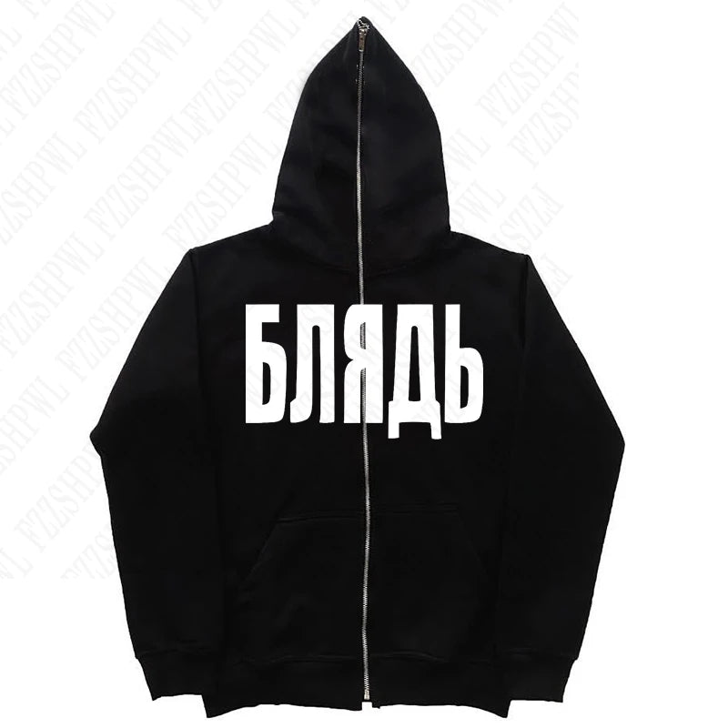 American retro fashion high street y2k harajuku diablo goth punk wind letter printing hooded fleece sets of 2025 new clothes emo