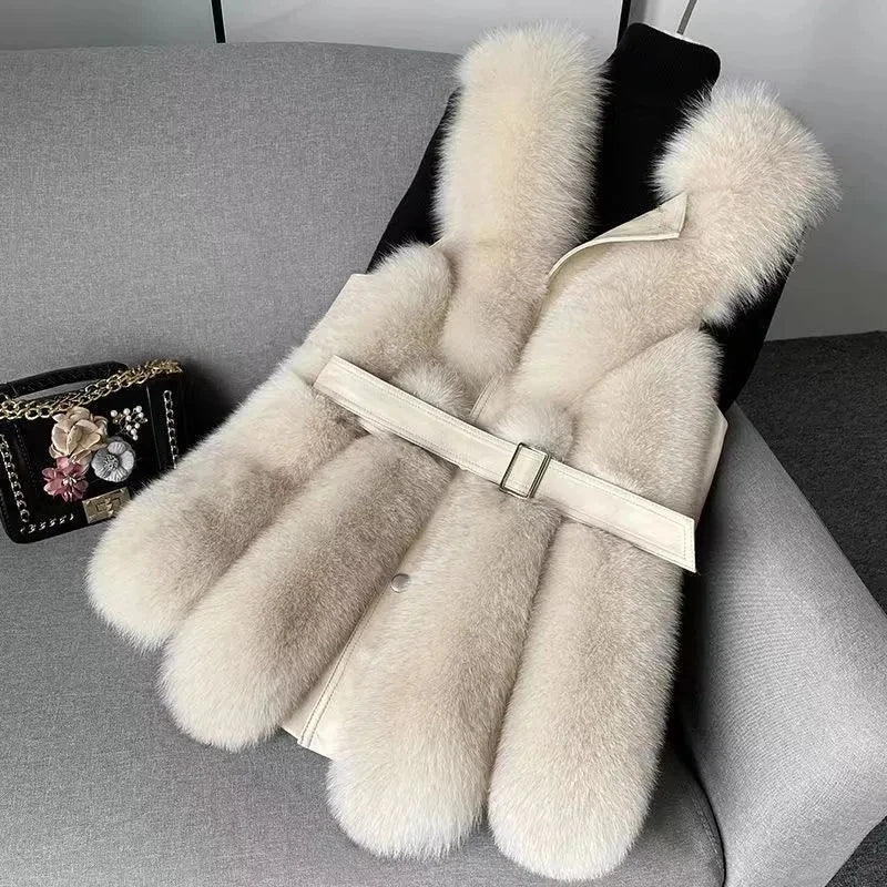 New High imitation fox fur vest for Women Slim Versatile High-end Fashion Young Warm Sleeveless Coat 2025 Autumn/Winter New