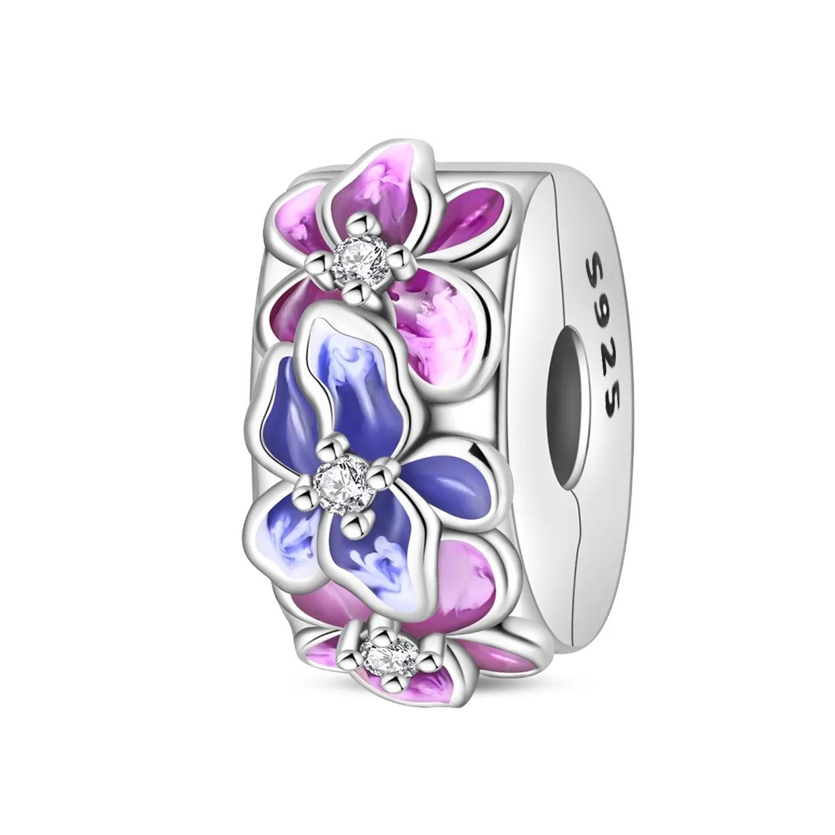 New 925 Sterling Silver Gradient Blue Four-leaf Clover Pink Iris Charm Fit Original Bracelet DIY Jewelry Accessories Beads