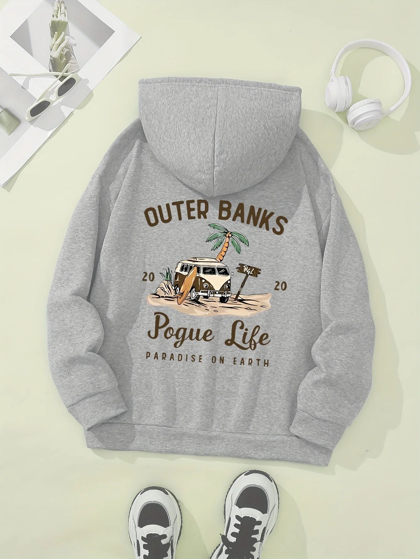 Cozy Hoodie Women's Casual Hoodie Outer Banks Pogue Life Letter Print Beach Graphic Kangaroo Pocket Cozy Autumn Apparel Trendy