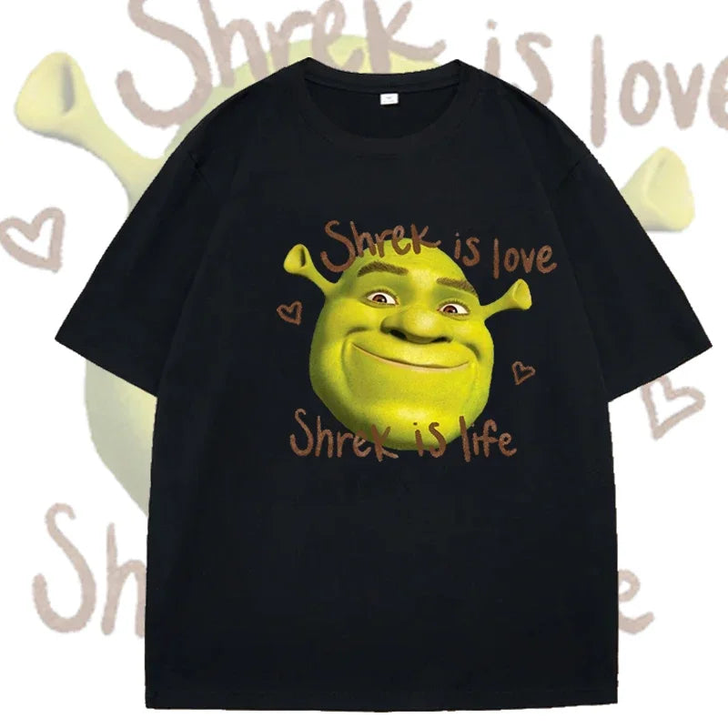Summer T Shirt Shrek Is Love Print Tshirt Women Casual Sport Loose Cute Funny Round Neck Top Short Sleeve Top Clothing T Shirt