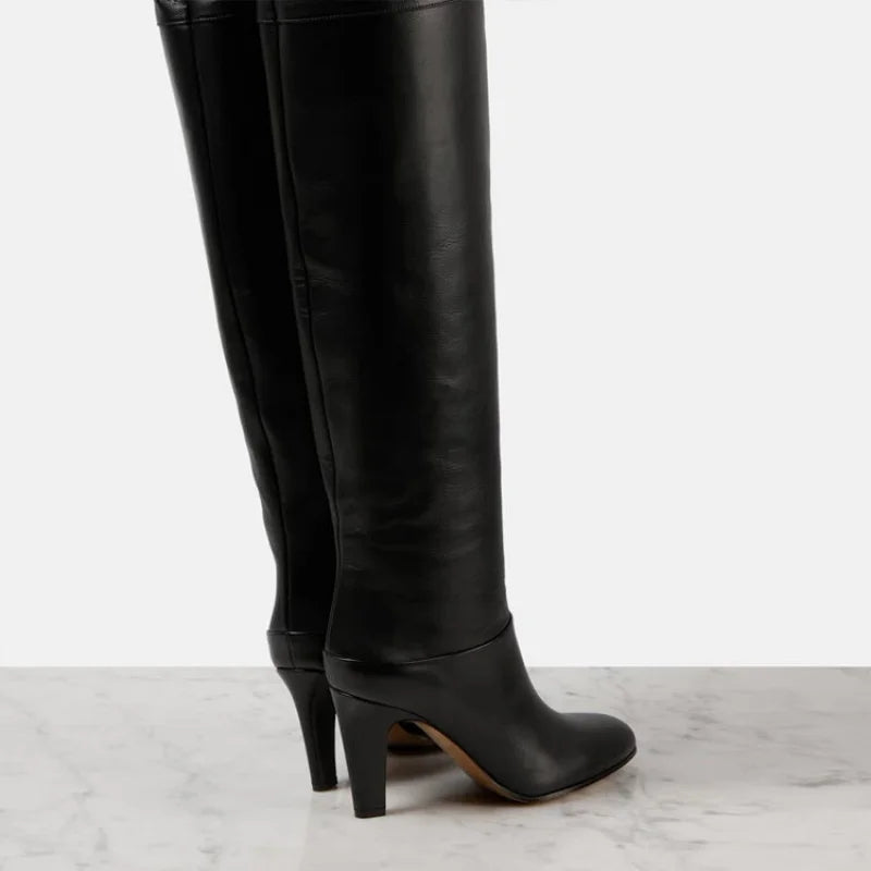 High Quality Solid Color Women's Over-the-knee Boots Pointed Toe High Heel Female Banquet And Runway Long Boots Ladies Shoes
