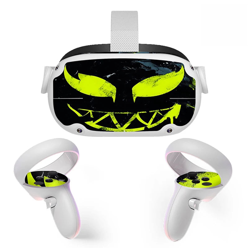 Sticker Vinyl Skin for Oculus Quest 2 VR Headset Controller PVC Decals Halloween Pattern Wrap Cover for Meta Quest2 Accessories
