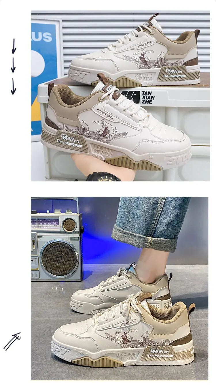 Men's Casual Shoes 2025 Spring New Style Graffiti Breathable Sneakers High Quality Designer Men Platform Shoes Zapatillas Hombre
