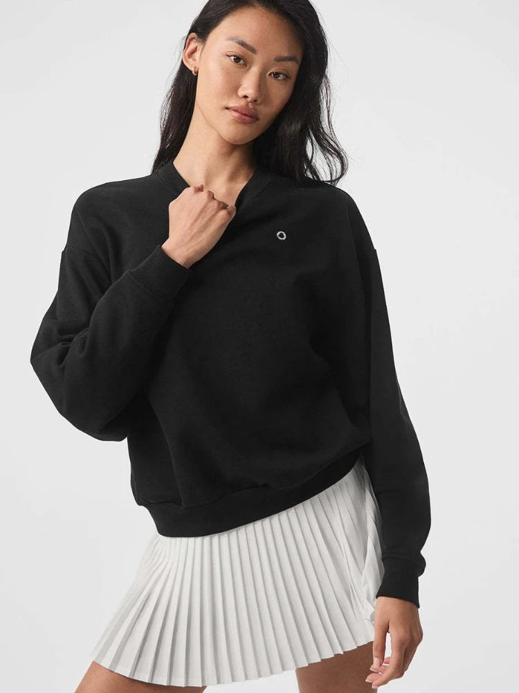 LO Cotton Pullover Hoodie women Sports Outdoor Top Long Sleeved Hooded Casual Versatile Solid Color Loose Autumn/winter Hoodie