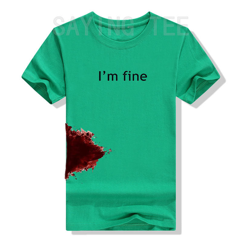 I'm Fine Graphic Novelty Sarcastic Movie Halloween Costume Humor Scary Funny T Shirt Gifts for Women Men Clothing Graphic Tee