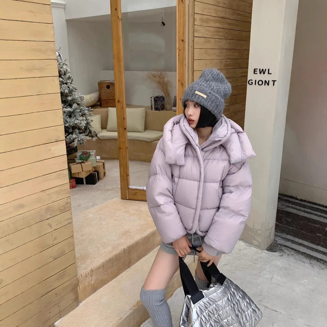 Coat New Korean Version Loose Fit Lapel Hooded Women Winter Premium Thickened Warm Bread Jacket