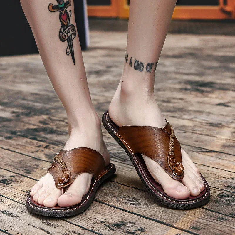 Men Handmade Braided Rope Flip-flops Mixed Colors Low Gang Summer Casual Outdoor Breathable Beach Shoes Non-slip Oxfords Slides