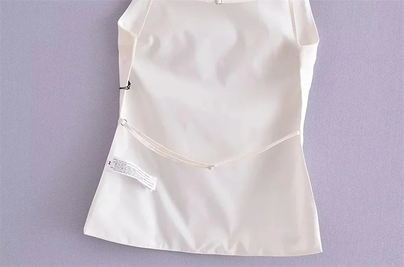 MUJER 2025 Black Backless Top Female White Sleeveless Crop Top With Straps Summer Sexy Tops Woman Party Women's Evening Top