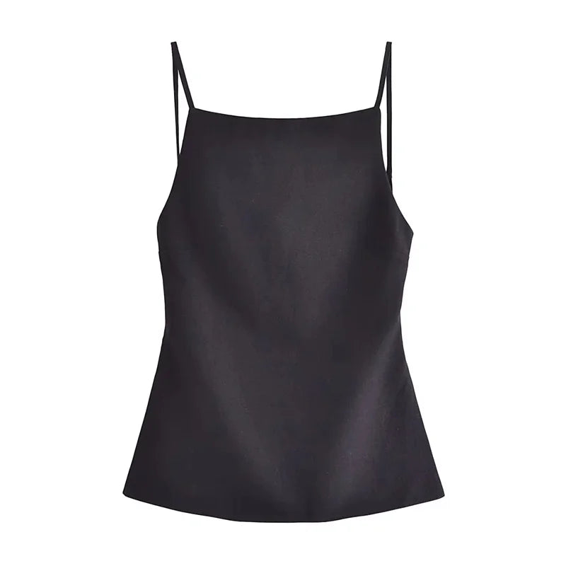 MUJER 2025 Black Backless Top Female White Sleeveless Crop Top With Straps Summer Sexy Tops Woman Party Women's Evening Top