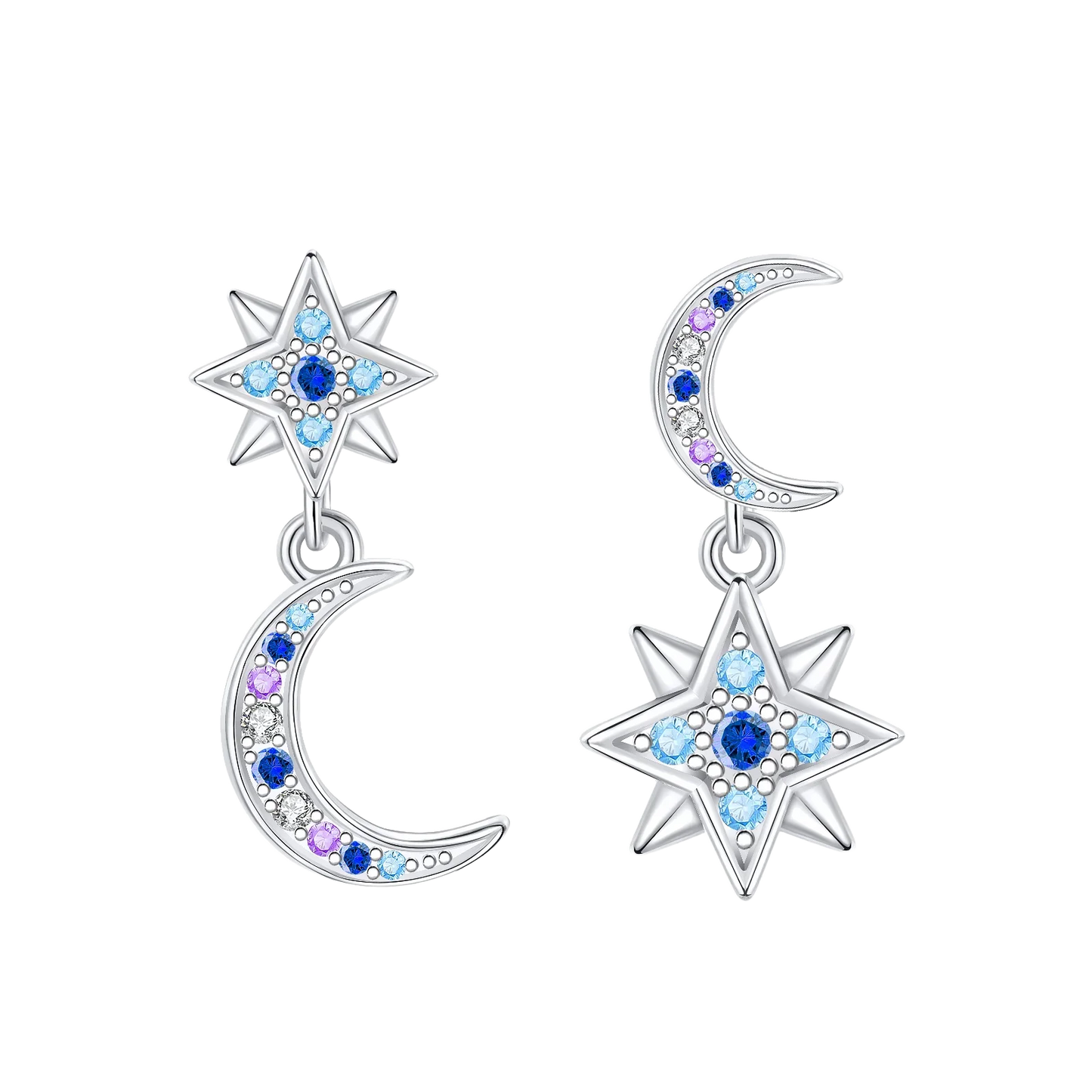 Sparkling Colorful Hoop Earrings 925 Sterling Silver Hypoallergenic Jewelry Embellished With Zircon Elegant Luxury Style Female