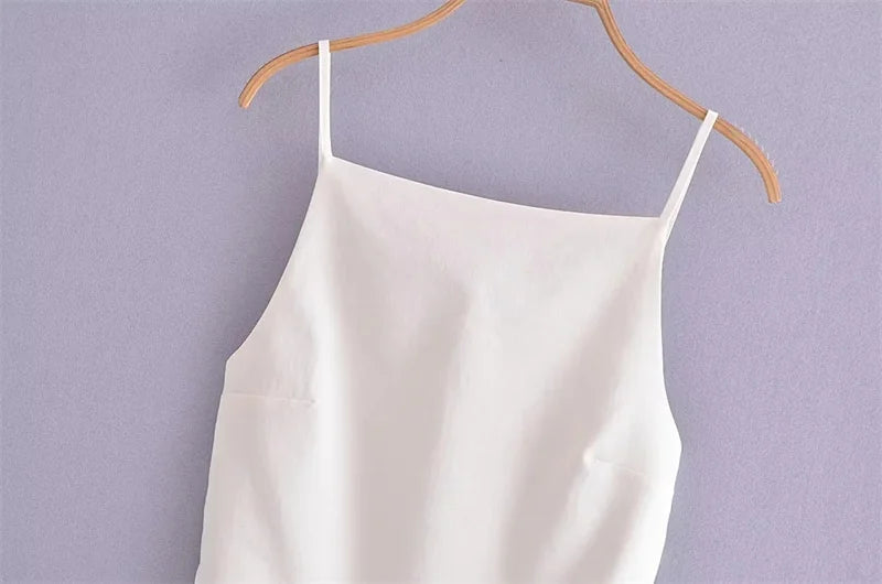 MUJER 2025 Black Backless Top Female White Sleeveless Crop Top With Straps Summer Sexy Tops Woman Party Women's Evening Top