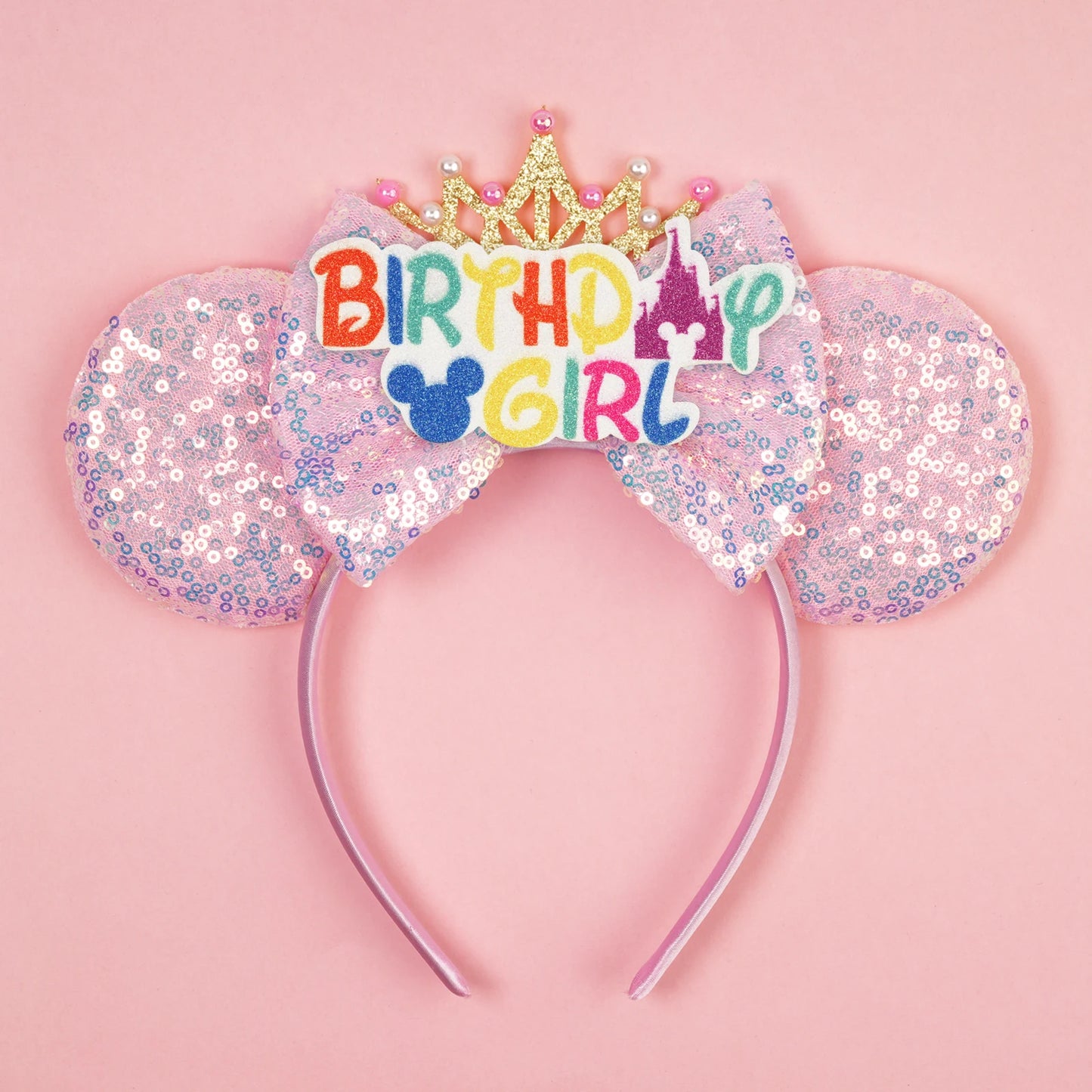 2025 New Halloween Mickey Mouse Ears Headbands Sequins Hair Bow Women Festival Party Cosplay Hairband Gift Kids Hair Accessories
