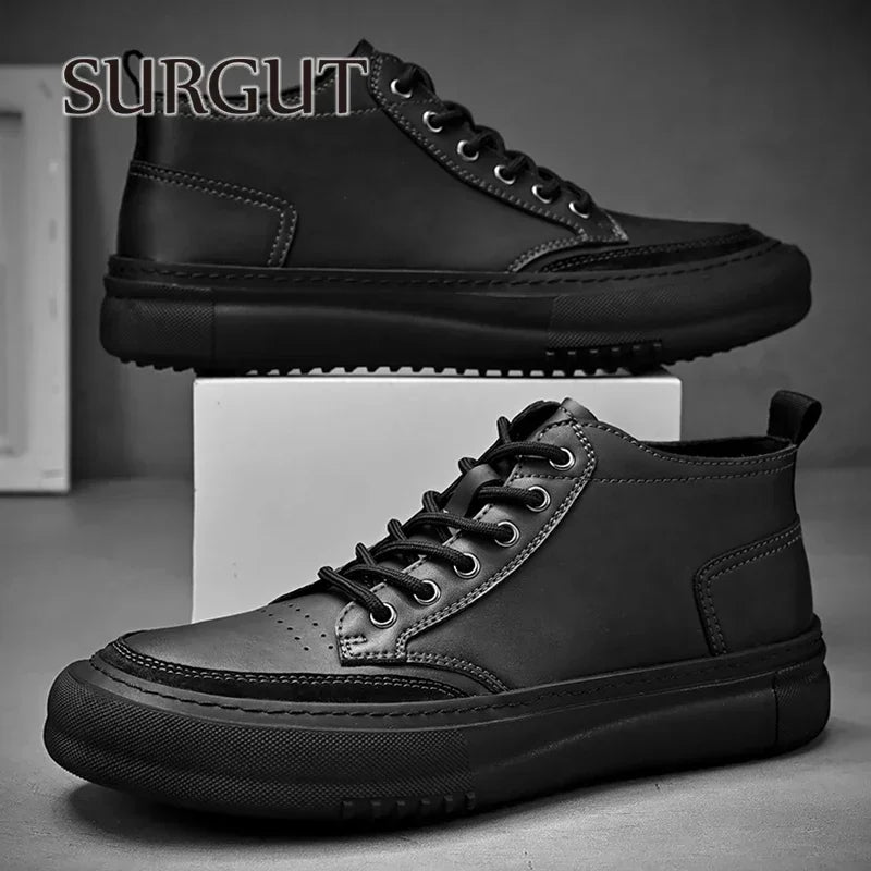 SURGUT Autumn Winter New Luxury Men's Leather Shoes Comfortable Oxford Fashion Walking Shoes Non-slip Rubber Sole Man Shoes