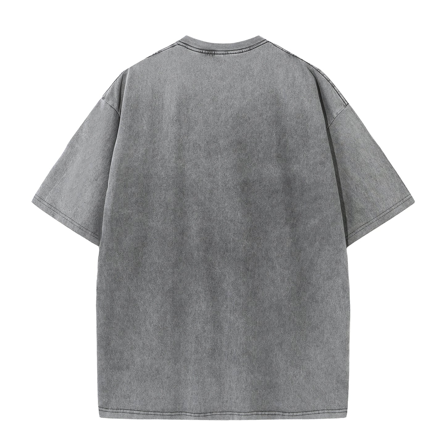 Men's summer pure cotton distressed retro drop shoulder T-shirt solid color loose casual breathable men's casual T-shirt tops