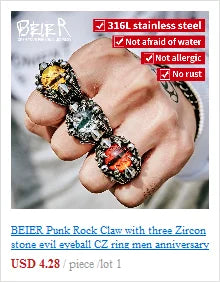 BEIER Wholesale Classic Garden Flower Skull Ring For Man Stainless Steel Man's Punk Style Jewelry BR8-071 US Size Halloween Gift