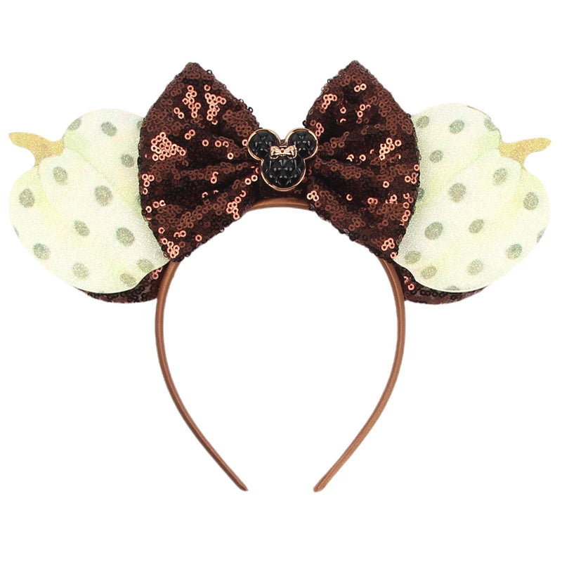 2025 New Halloween Mickey Mouse Ears Headbands Sequins Hair Bow Women Festival Party Cosplay Hairband Gift Kids Hair Accessories