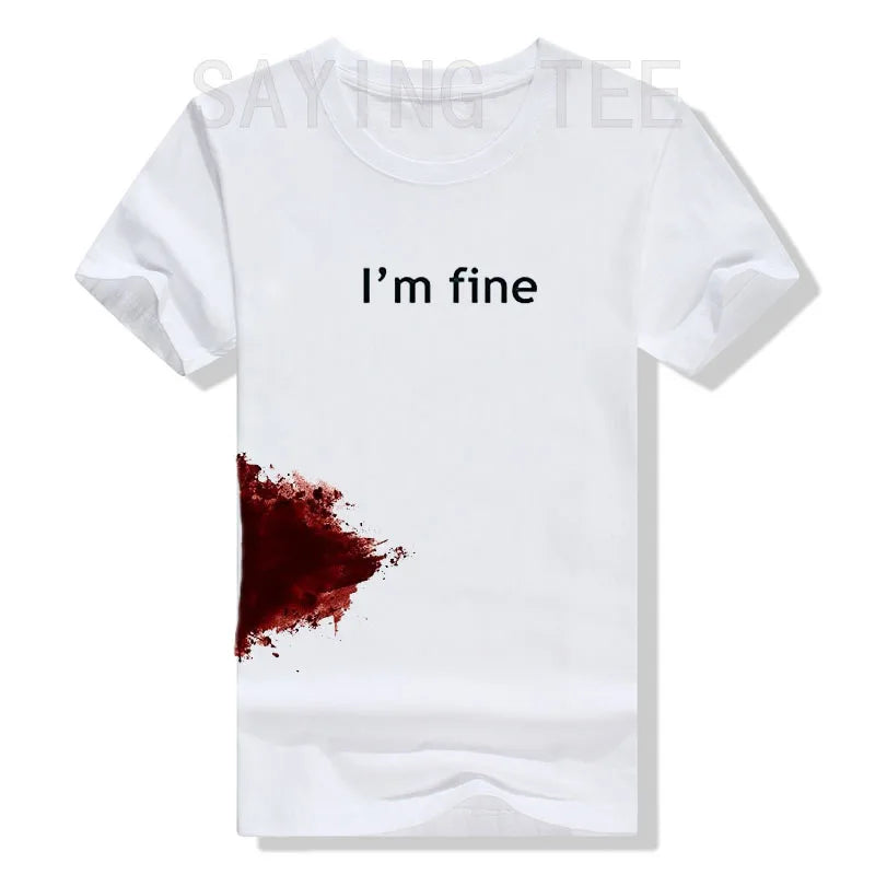 I'm Fine Graphic Novelty Sarcastic Movie Halloween Costume Humor Scary Funny T Shirt Gifts for Women Men Clothing Graphic Tee
