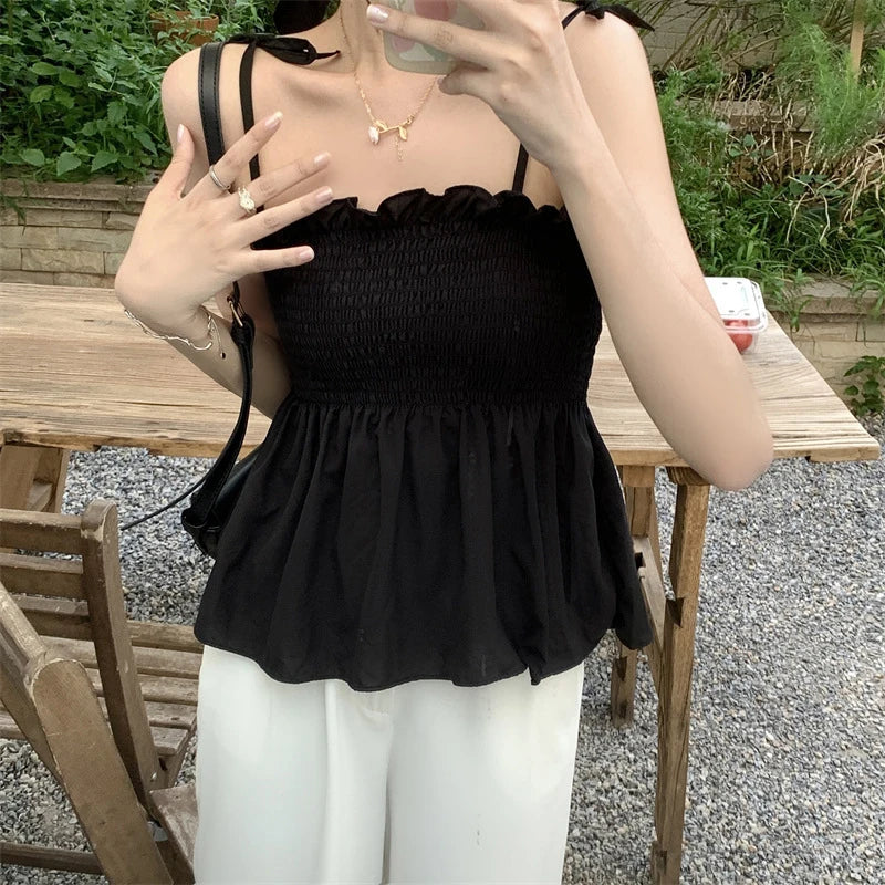 Women Elegant Top Solid Color Fashion Hotsweet Basics Backless Casual Y2k Camis Sexy Clothes