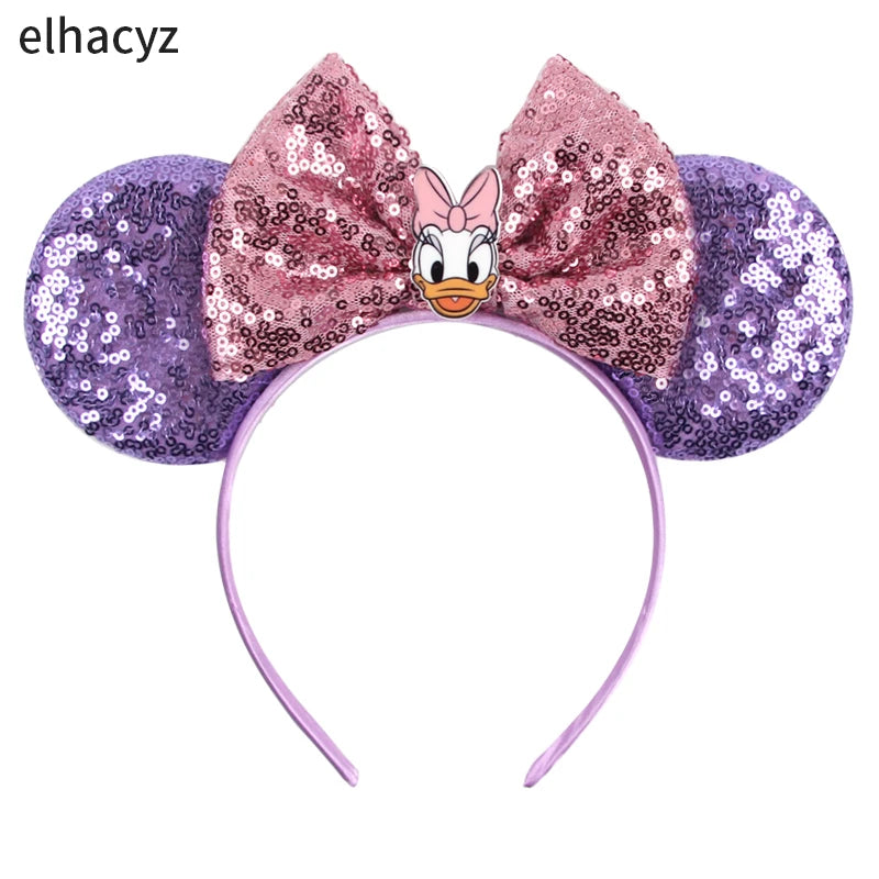 2025 New Halloween Mickey Mouse Ears Headbands Sequins Hair Bow Women Festival Party Cosplay Hairband Gift Kids Hair Accessories